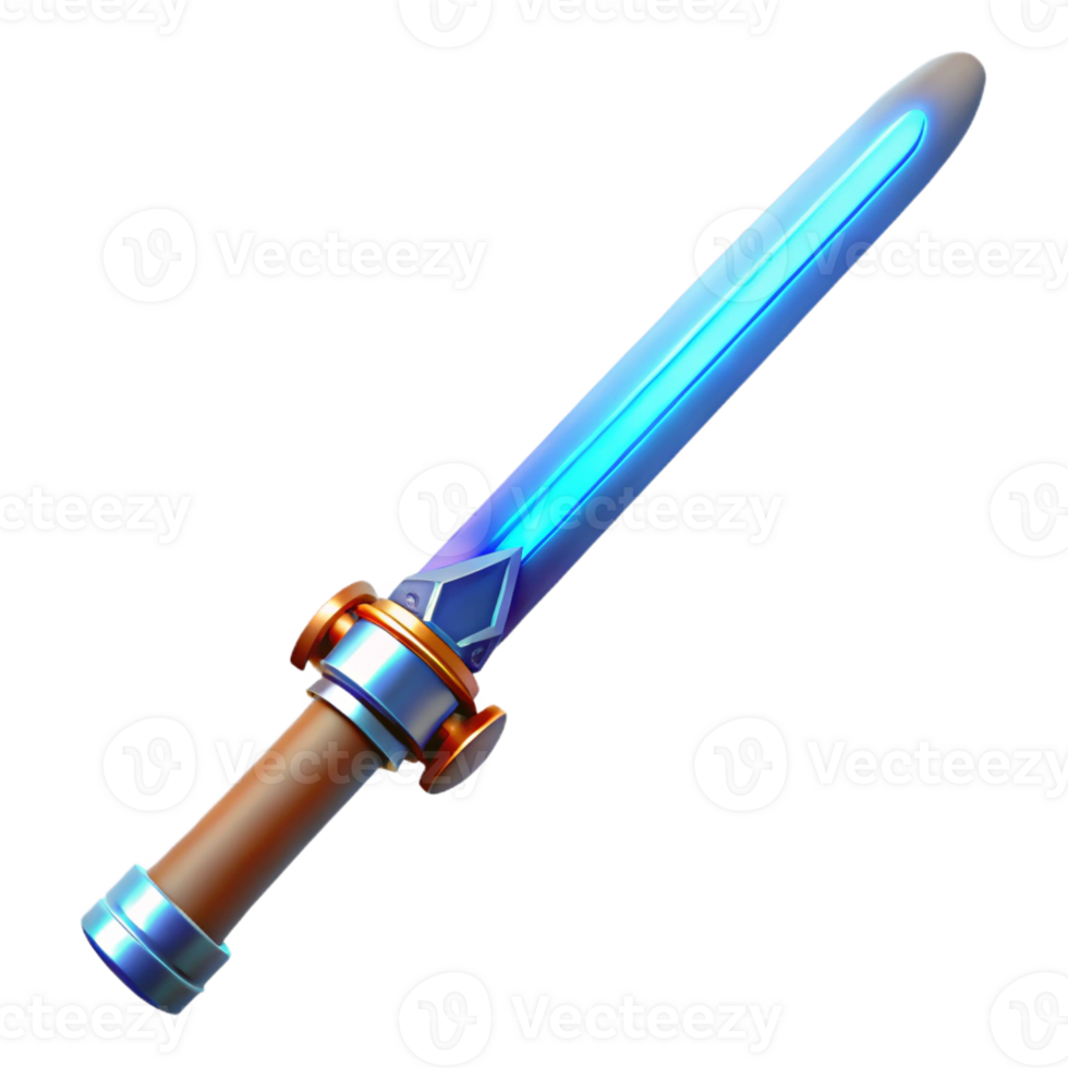 tranquil vibrant Laser sword, glowing blade, ornate hilt with Transparent Background refined png