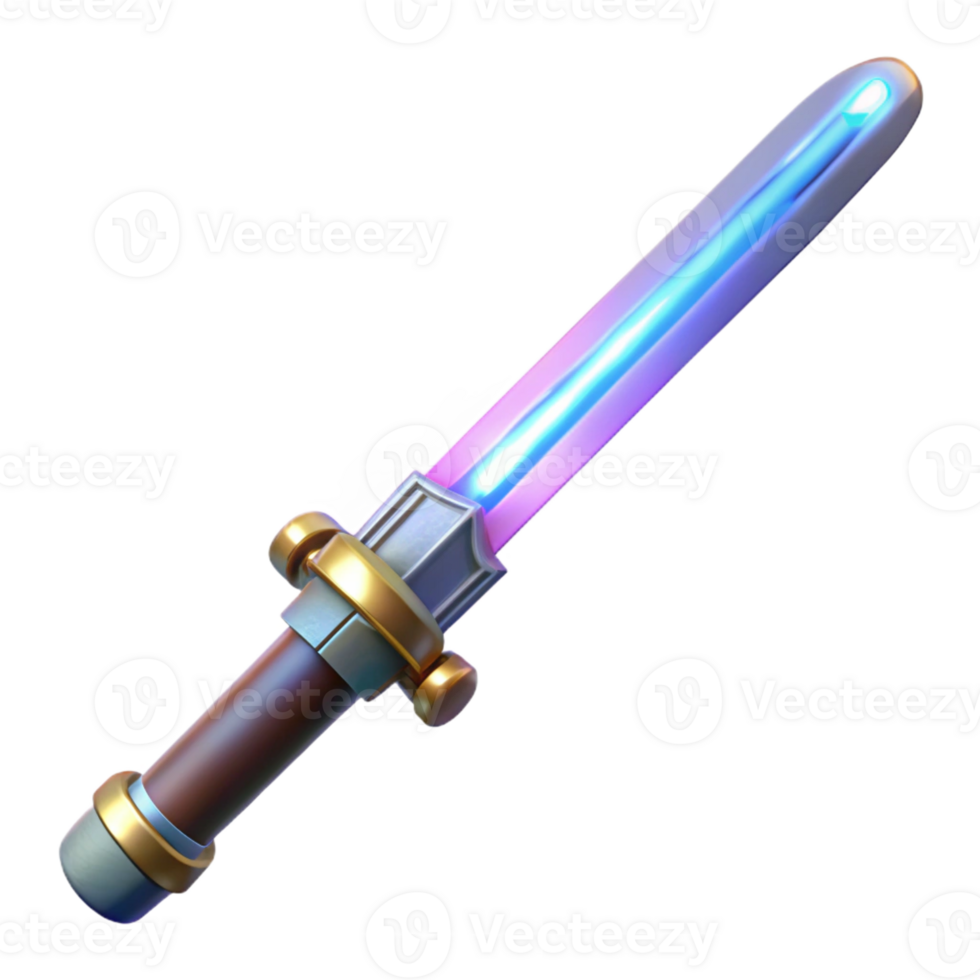 intense splendid Laser sword, glowing blade, ornate hilt with Transparent Background handcrafted png