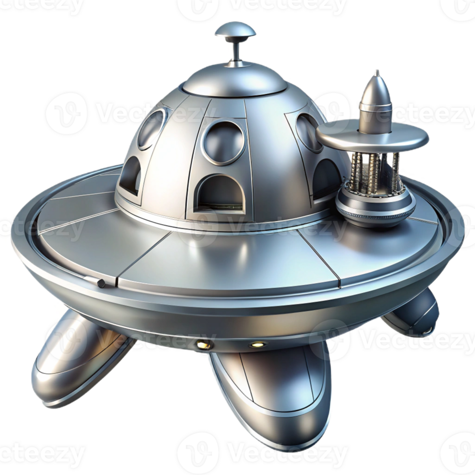serene contemporary A Sleek Silver Spaceship Docks with a exclusive png