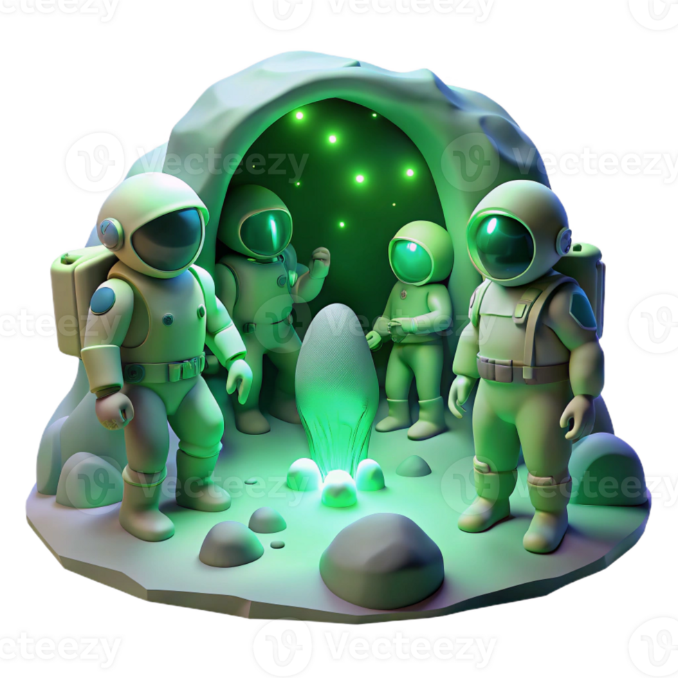 magnificent rustic A Group of Astronauts Explore a Cave on professional png