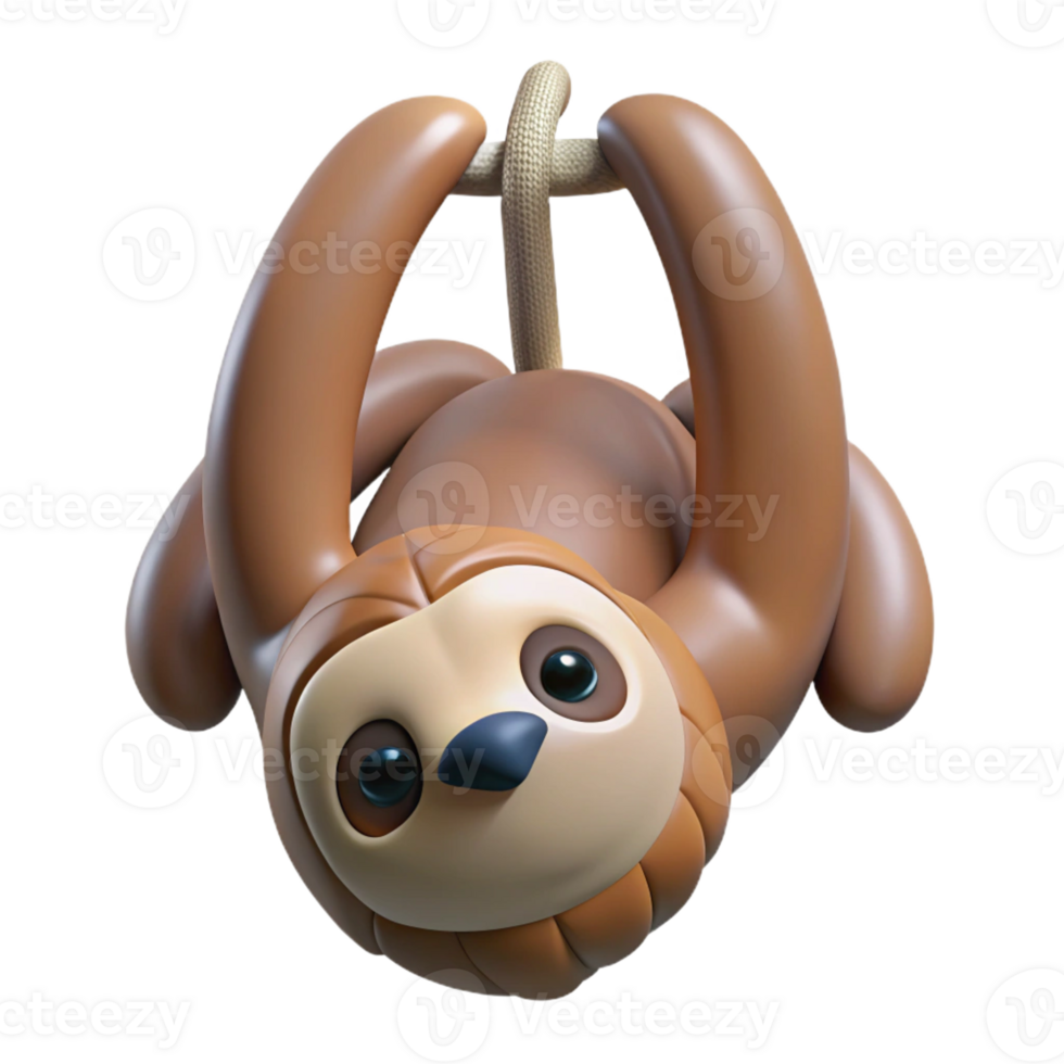 striking mysterious coastal Sloth, three-toed, hanging upside down, with Transparent Background professional png