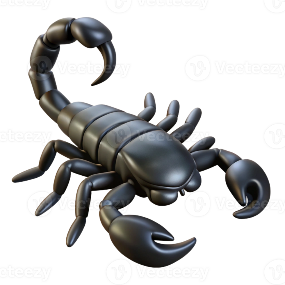 remarkable elegant Scorpion, black, tail raised, with Transparent Background exclusive png