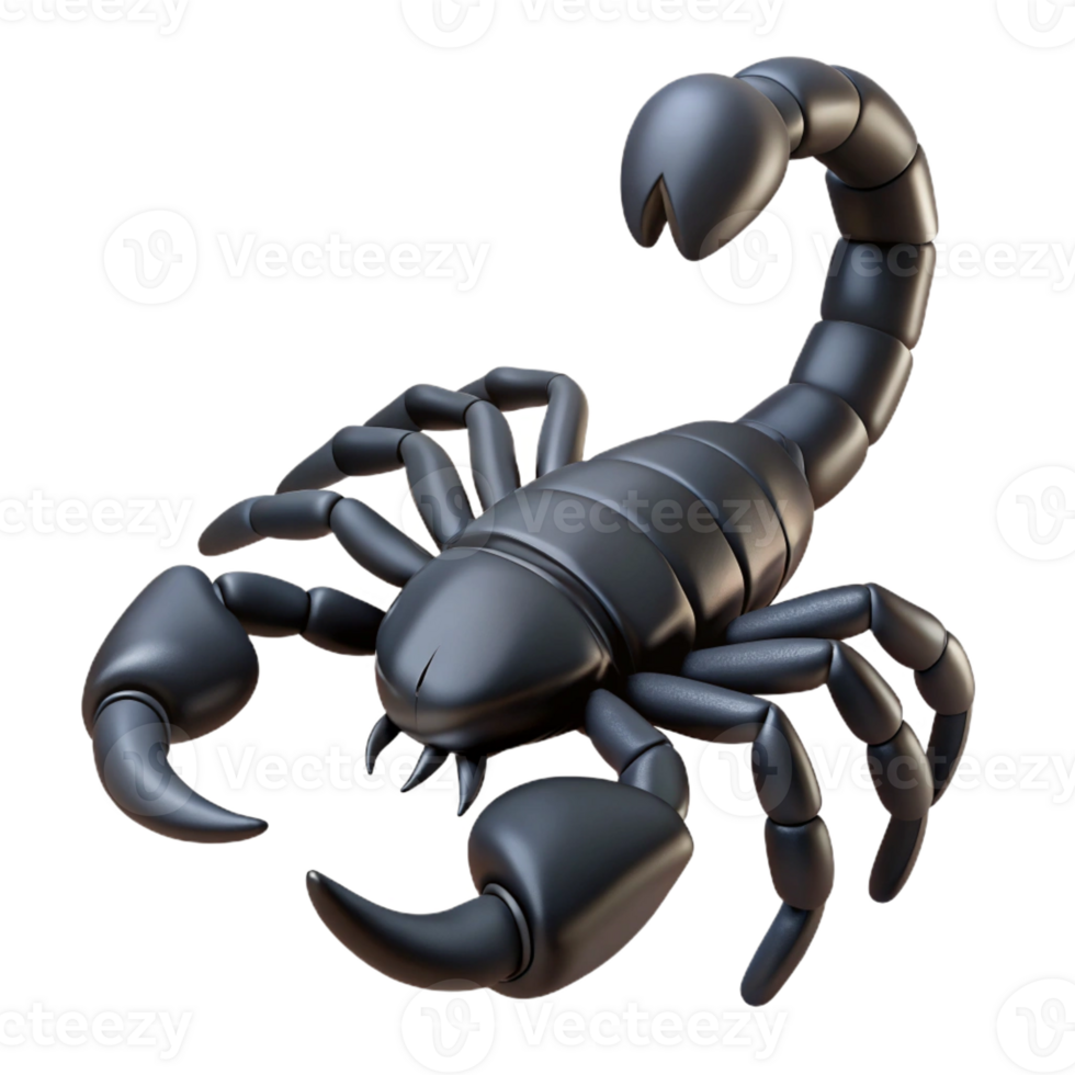 harmonious stunning Scorpion, black, tail raised, with Transparent Background refined png
