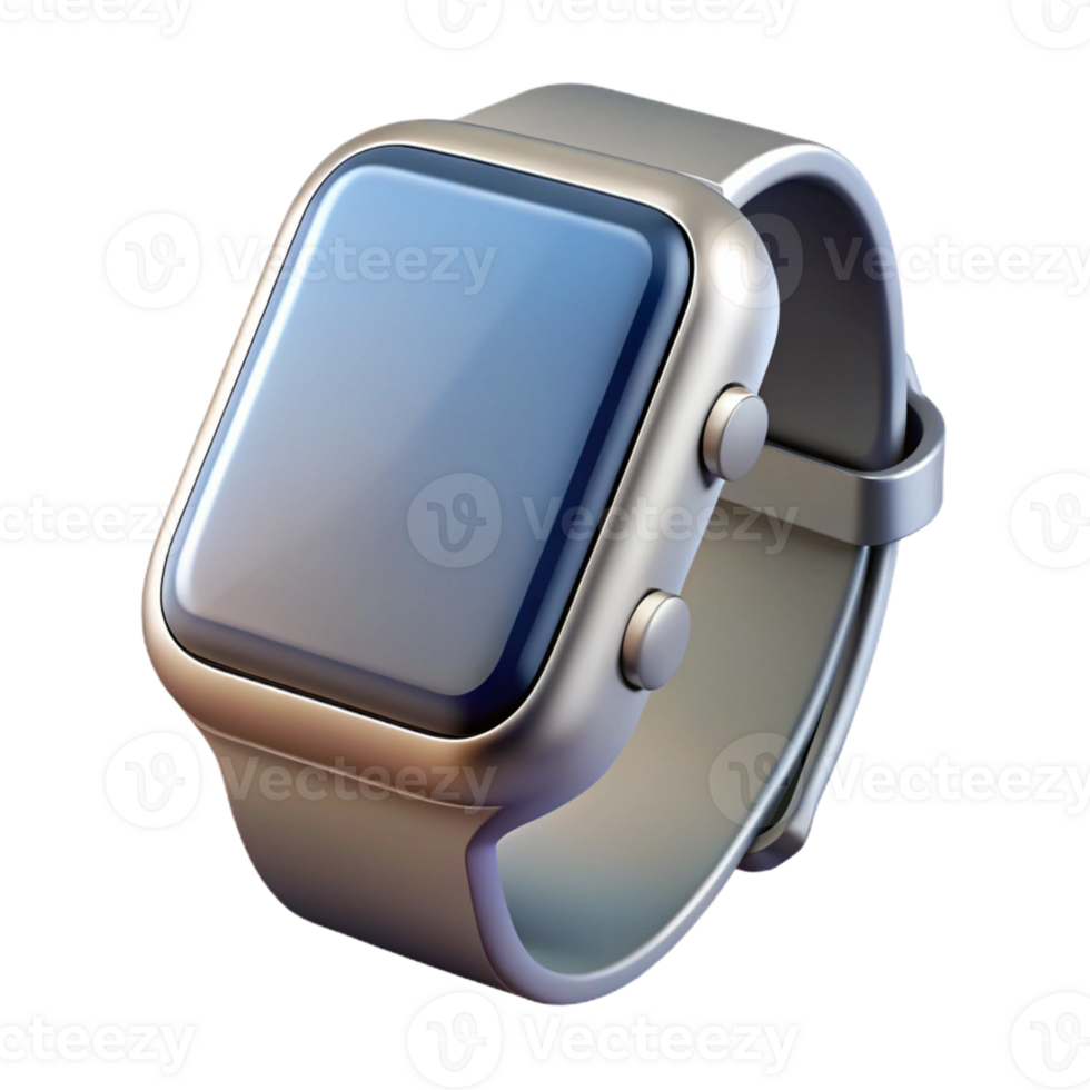 iconic baroque Hyper-specific, concept art style, isolated cutout of a single, sleek, silver smartwatch with a blank screen with Transparent Background elite png