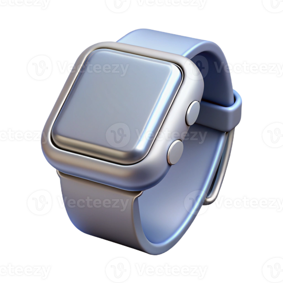 captivating reflective tropical Hyper-specific, concept art style, isolated cutout of a single, sleek, silver smartwatch with a blank screen with Transparent Background ultra HD png