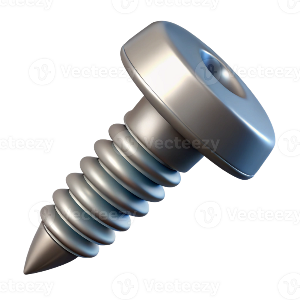 dramatic tranquil classic Professional render, isolated cutout, single screw, metal, hyper-specific with Transparent Background handcrafted png
