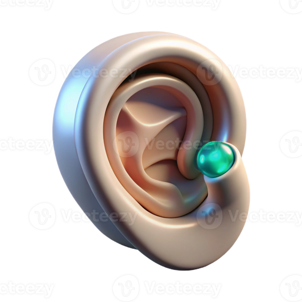 standout geometric Cybernetic ear implant, small, sleek design, glowing indicator with Transparent Background flawless png
