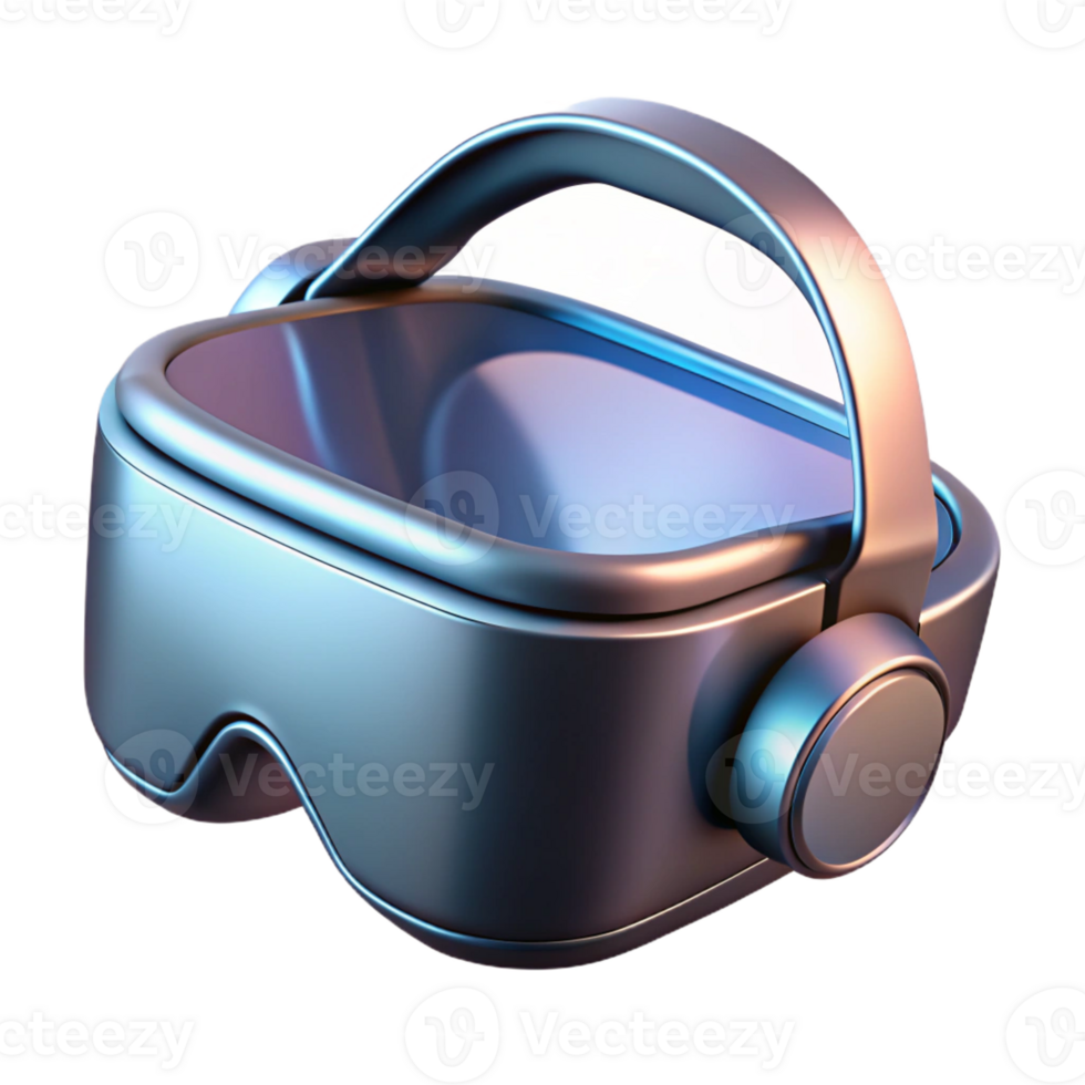notable art deco Ultra-detailed, professional render of a single, sleek, metallic VR headset, isolated cutout Hyper-specific design with Transparent Background fine detail png