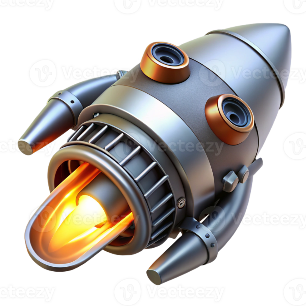striking celebrated Spaceship engine nozzle, glowing exhaust, detailed design with Transparent Background png