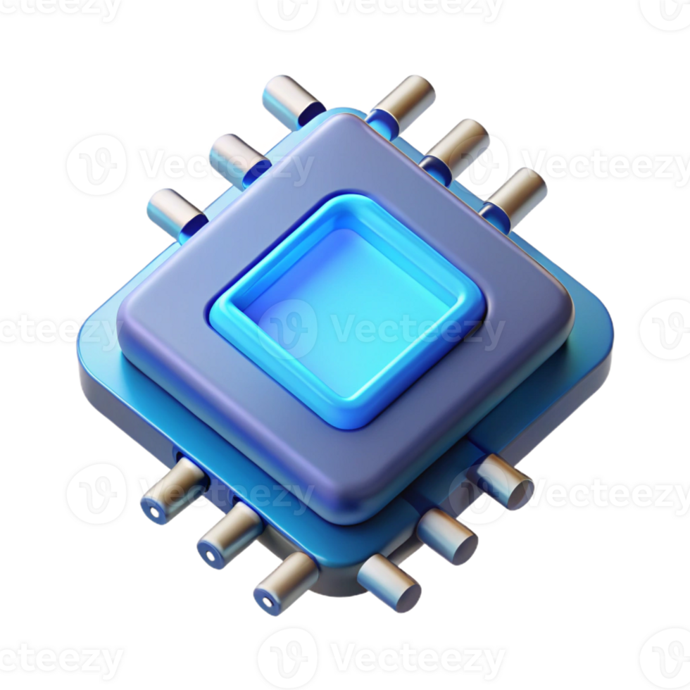 timeless mid-century Isolated cutout, concept art style render of a single, bioluminescent microchip, highly detailed circuitry visible with Transparent Background genuine png