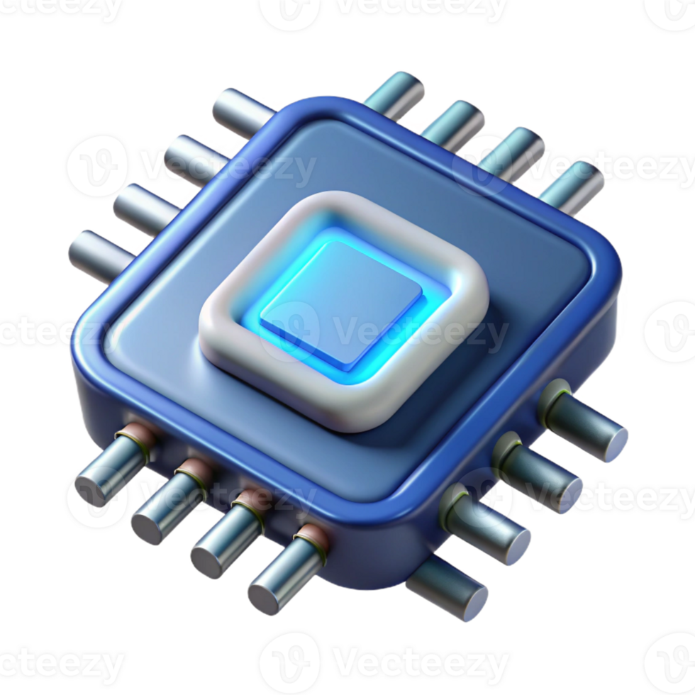 majestic rare Isolated cutout, concept art style render of a single, bioluminescent microchip, highly detailed circuitry visible with Transparent Background png