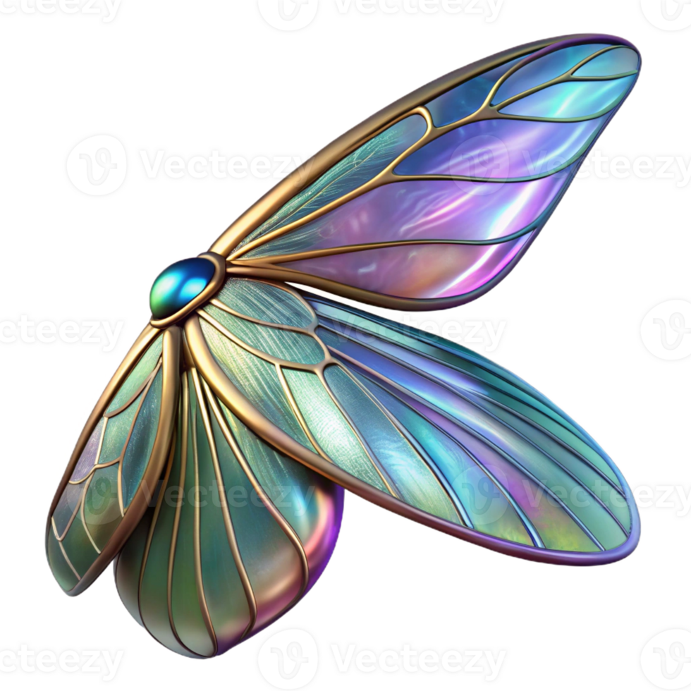 sumptuous notable Alien insect wing, iridescent, intricate venation with Transparent Background png