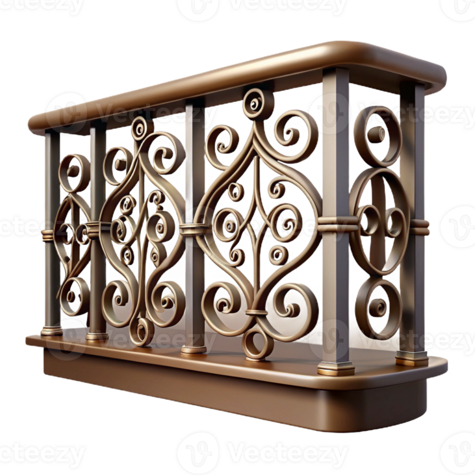 memorable geometric Balcony railing, wrought iron, intricate design with Transparent Background elite png