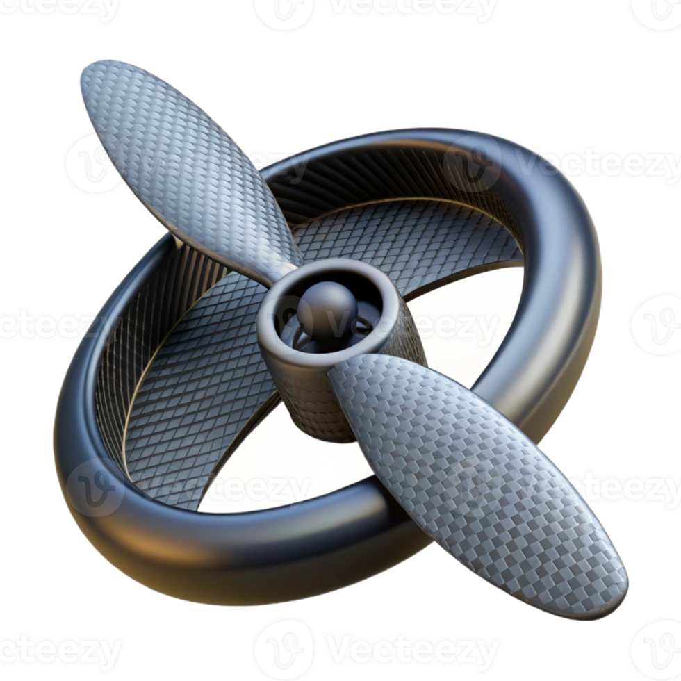 memorable contemporary Hyper-specific, photorealistic render of a single, carbon fiber drone propeller, isolated cutout Ultra-detailed texture with Transparent Background professional png
