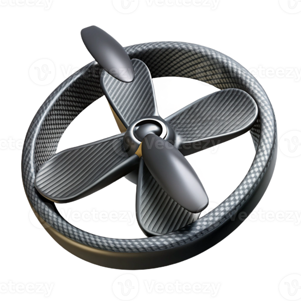 stunning bold urban Hyper-specific, photorealistic render of a single, carbon fiber drone propeller, isolated cutout Ultra-detailed texture with Transparent Background masterfully captured png