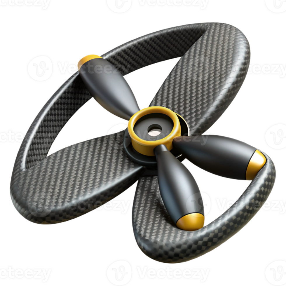 striking dynamic baroque Hyper-specific, photorealistic render of a single, carbon fiber drone propeller, isolated cutout Ultra-detailed texture with Transparent Background high resolution png
