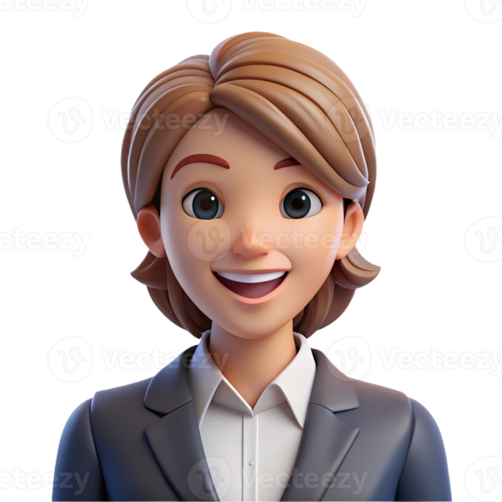 acclaimed retro Smiling business woman, professional headshot, with Transparent Background top-tier png
