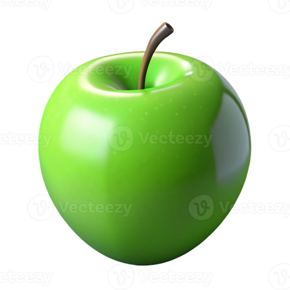beautiful artistic Ripe green Granny Smith apple with Transparent Background 4K png