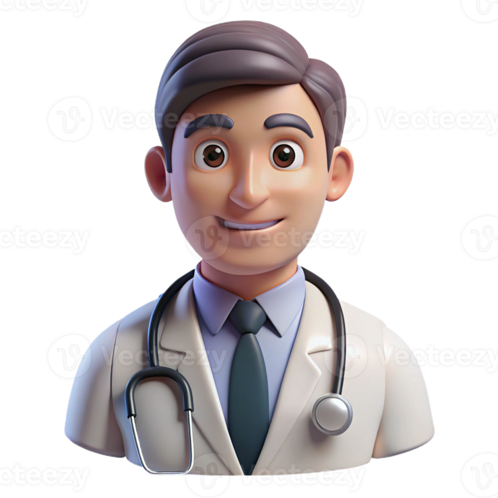 exquisite memorable Doctor with stethoscope around neck, medical professional portrait, with Transparent Background png
