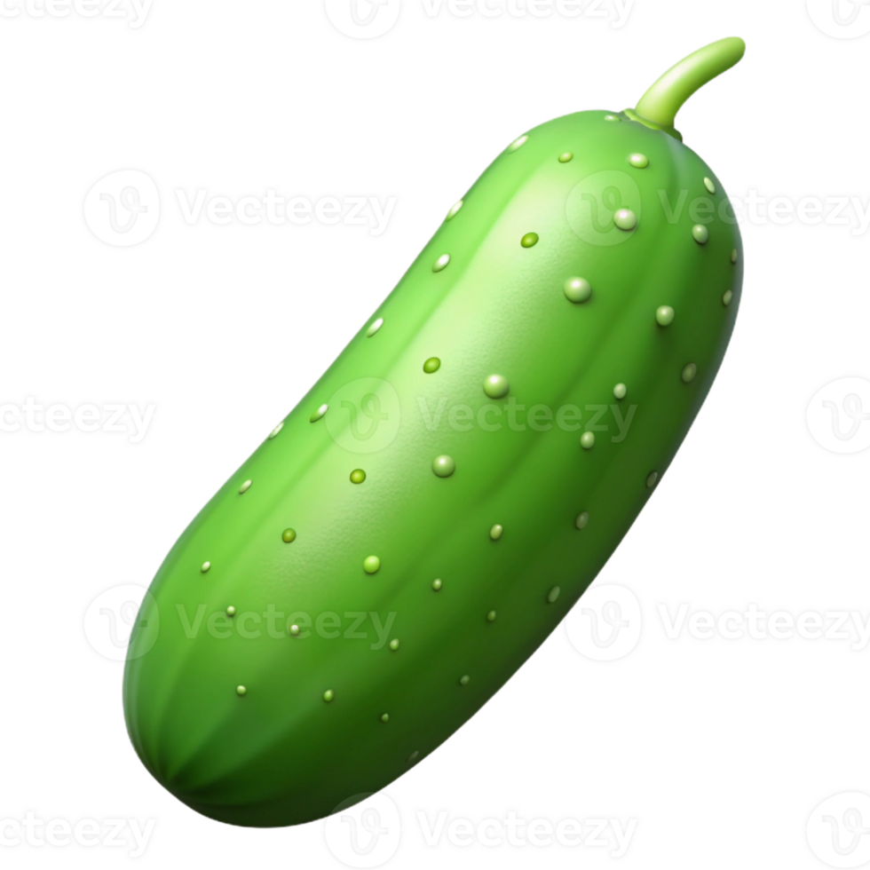 playful dazzling Freshly picked green cucumber with Transparent Background handcrafted png