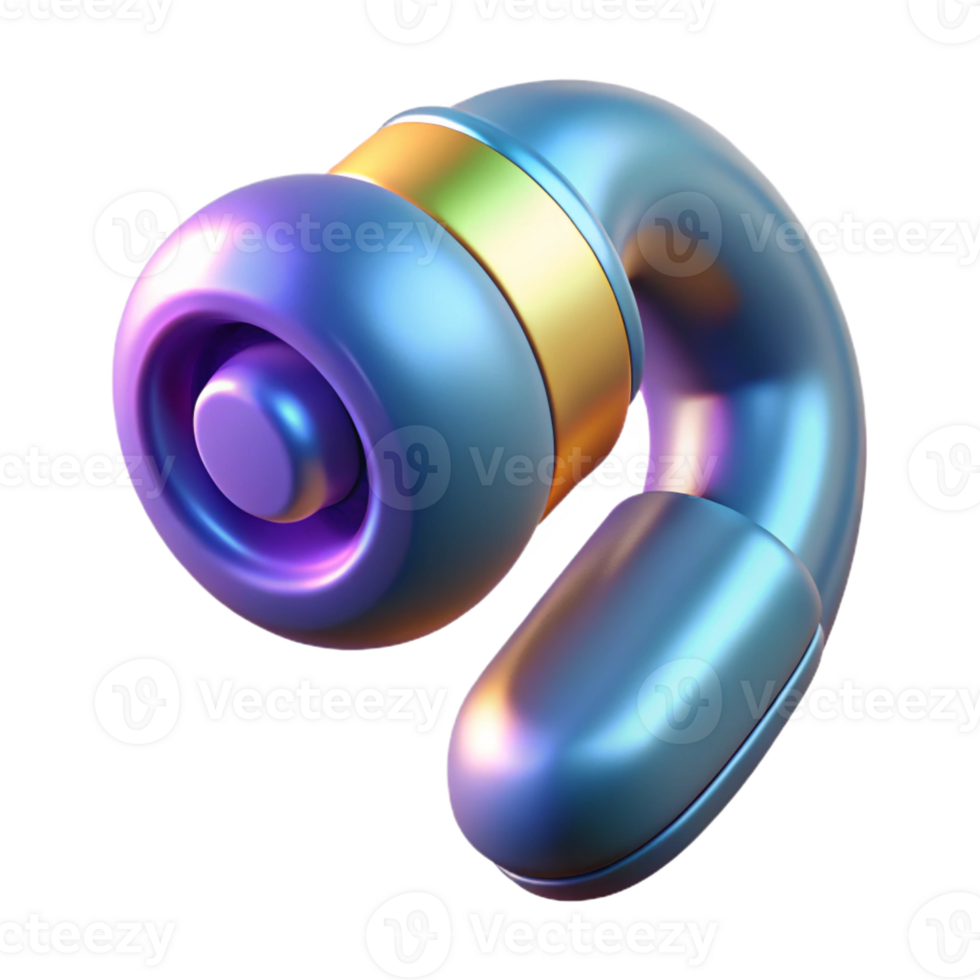 gorgeous dynamic contemporary Hyper-specific, concept art style render of a single, levitating, futuristic wireless earbud Isolated cutout with Transparent Background handcrafted png