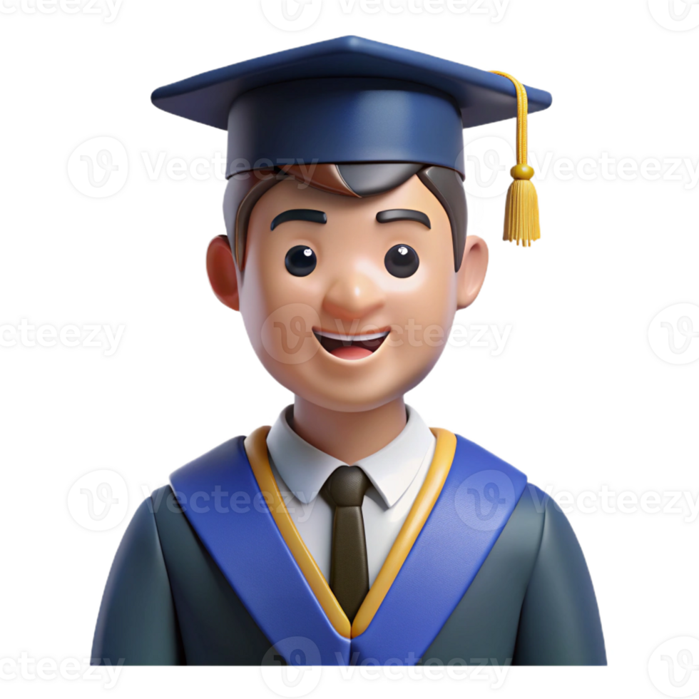 energetic picturesque Graduate wearing cap and gown, graduation portrait, with Transparent Background studio quality png