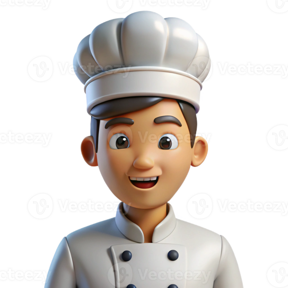 melancholic hypnotic Chef wearing white uniform and hat, culinary portrait, with Transparent Background authentic png