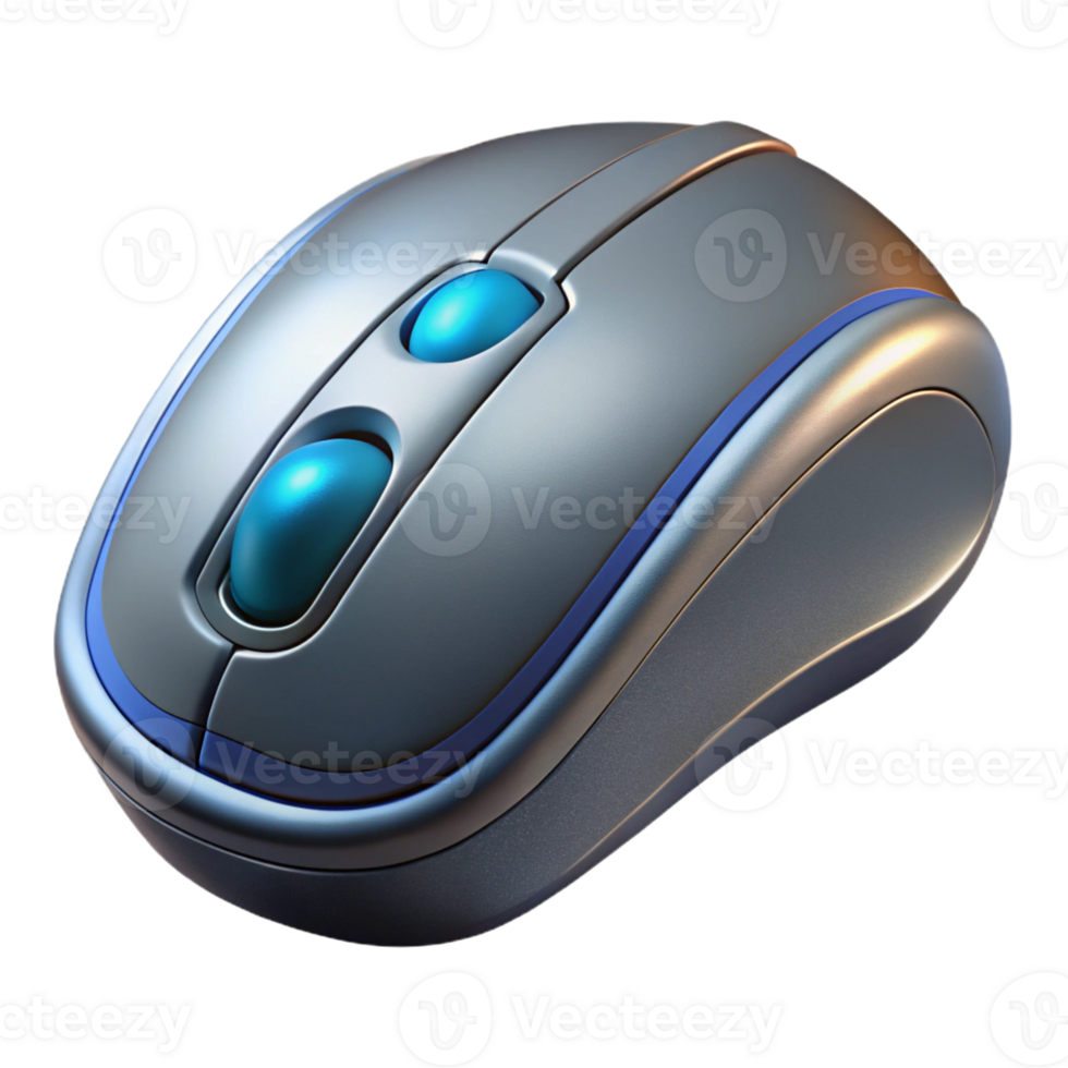 bold glorious Isolated cutout, photorealistic render of a single, advanced gaming mouse, intricate button layout and textured grip with Transparent Background precision png