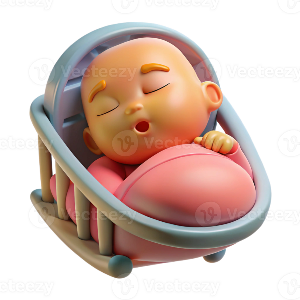 mesmerizing gothic Sleeping baby in a crib, newborn portrait, with Transparent Background 8K png