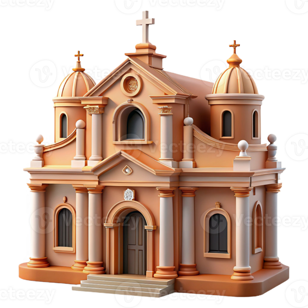 mesmerizing ethereal artistic Baroque church facade ornamentation, with Transparent Background 4K png