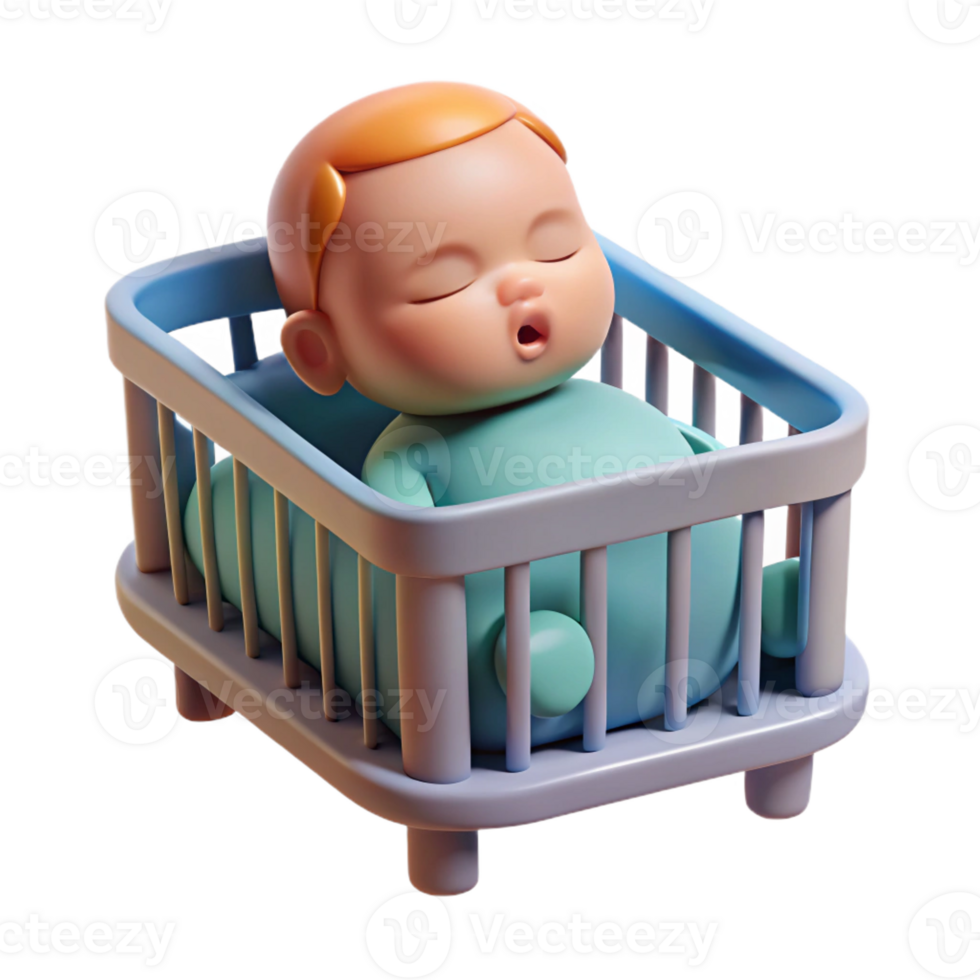 mesmerizing classic Sleeping baby in a crib, newborn portrait, with Transparent Background detailed png