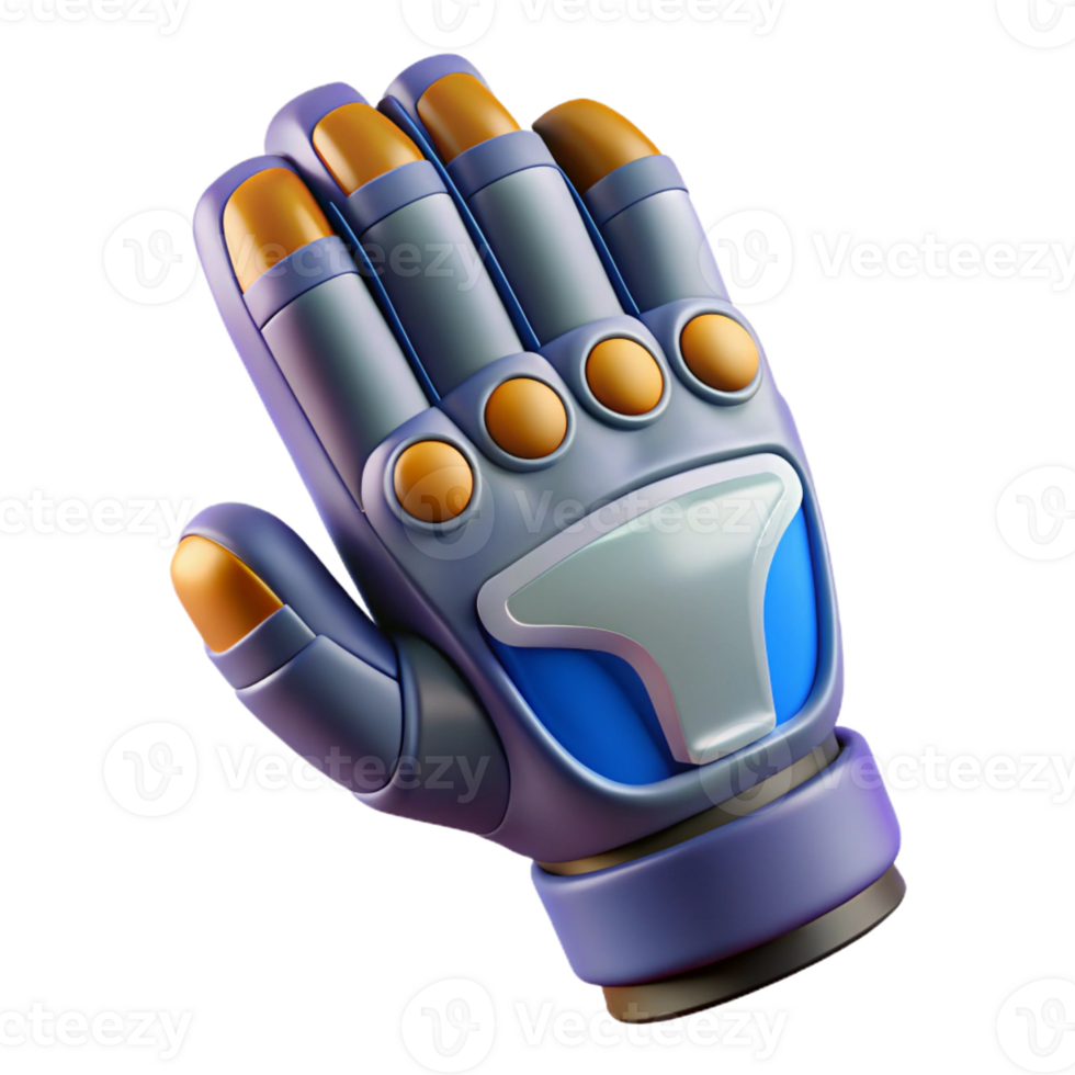 serene industrial Isolated cutout, concept art style, hyper-specific illustration of a single, futuristic exoskeleton glove with Transparent Background ultra HD png