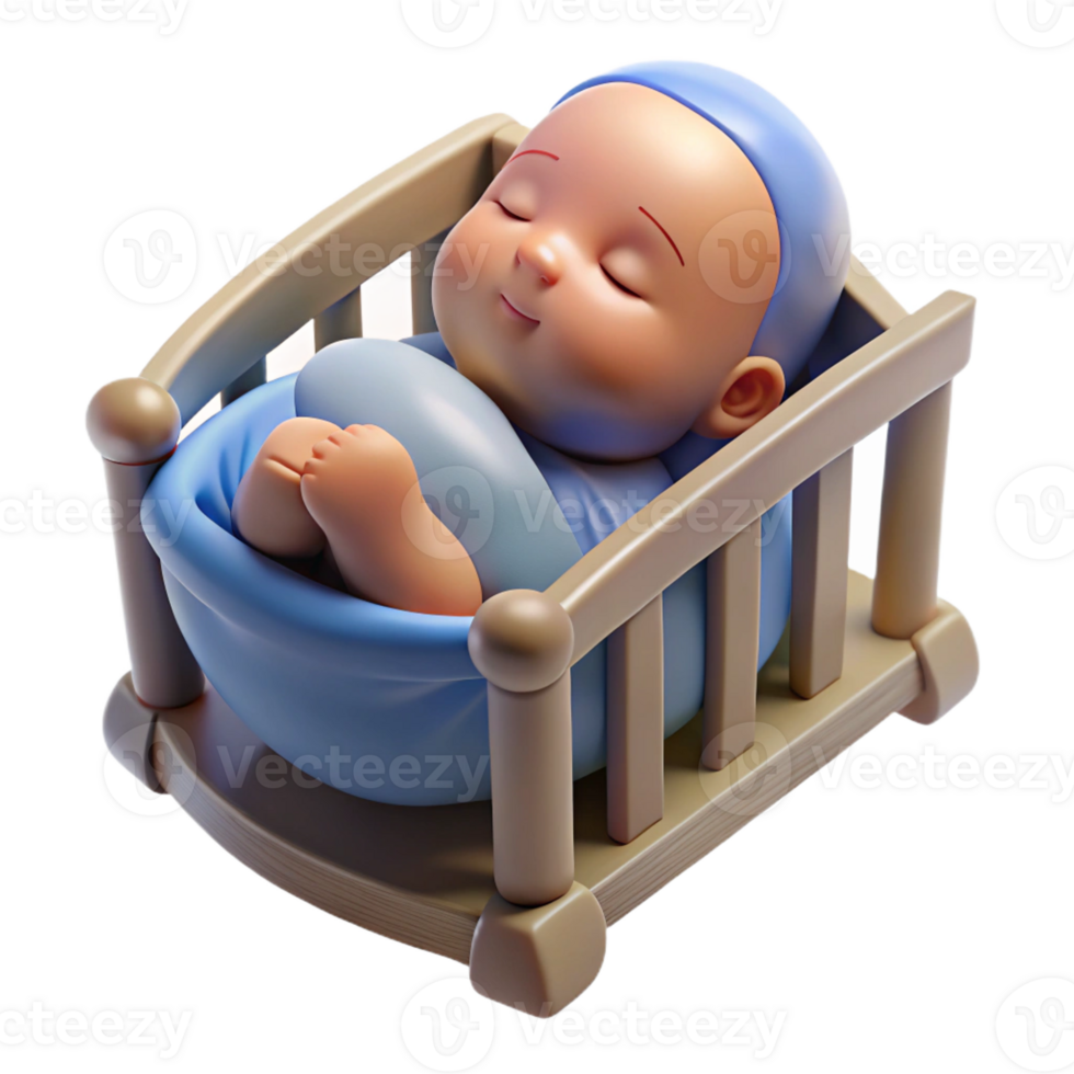 beautiful gothic Sleeping baby in a crib, newborn portrait, with Transparent Background handcrafted png