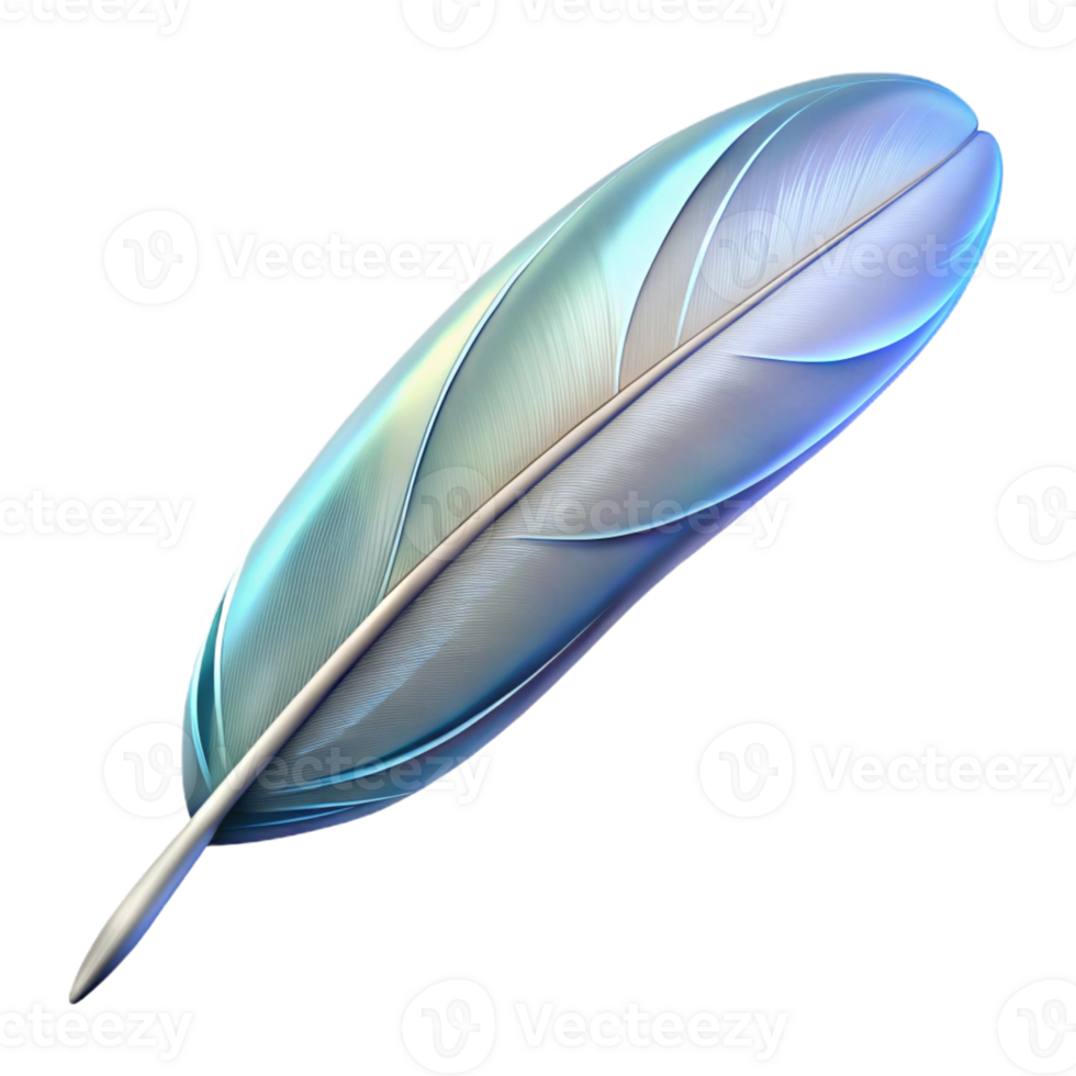 majestic coveted A single, floating feather made of pure energy with Transparent Background png