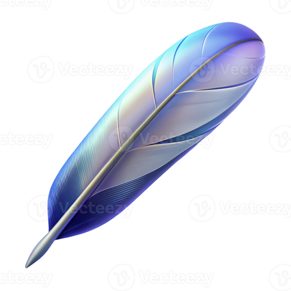 inspired bohemian A single, floating feather made of pure energy with Transparent Background luxury png