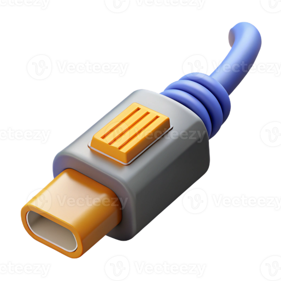 remarkable mid-century Ultra-detailed, photorealistic professional render of a single, isolated fiber optic cable connector, isolated cutout with Transparent Background luxury png
