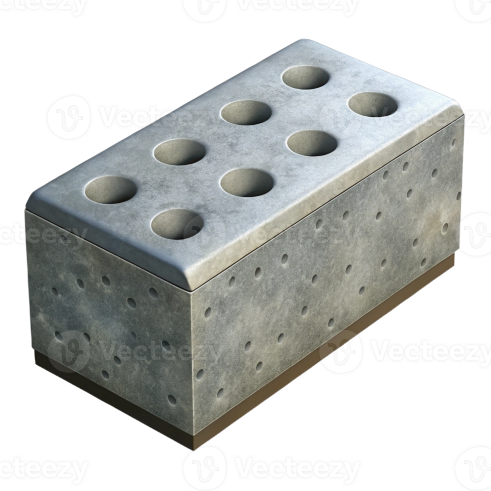 acclaimed traditional Concrete block, gray, construction material with Transparent Background masterfully captured png