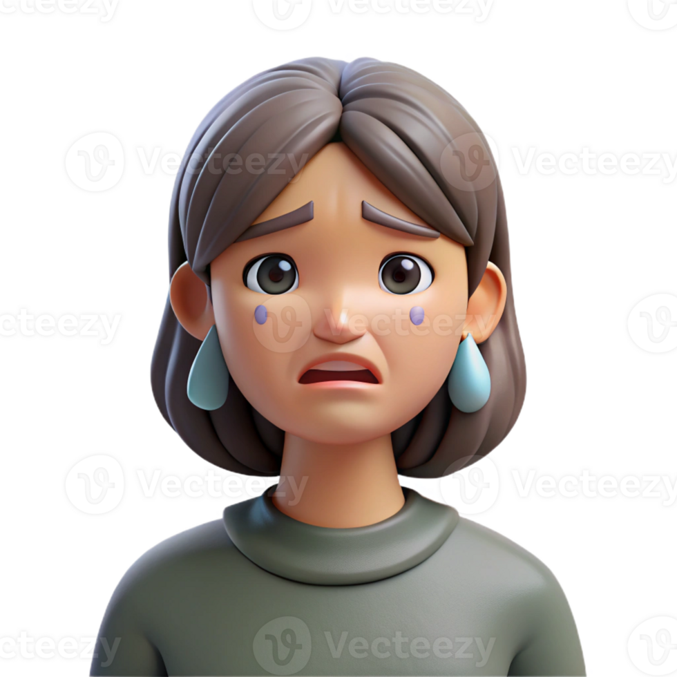 romantic extraordinary Sad woman crying, grief portrait, with Transparent Background handcrafted png