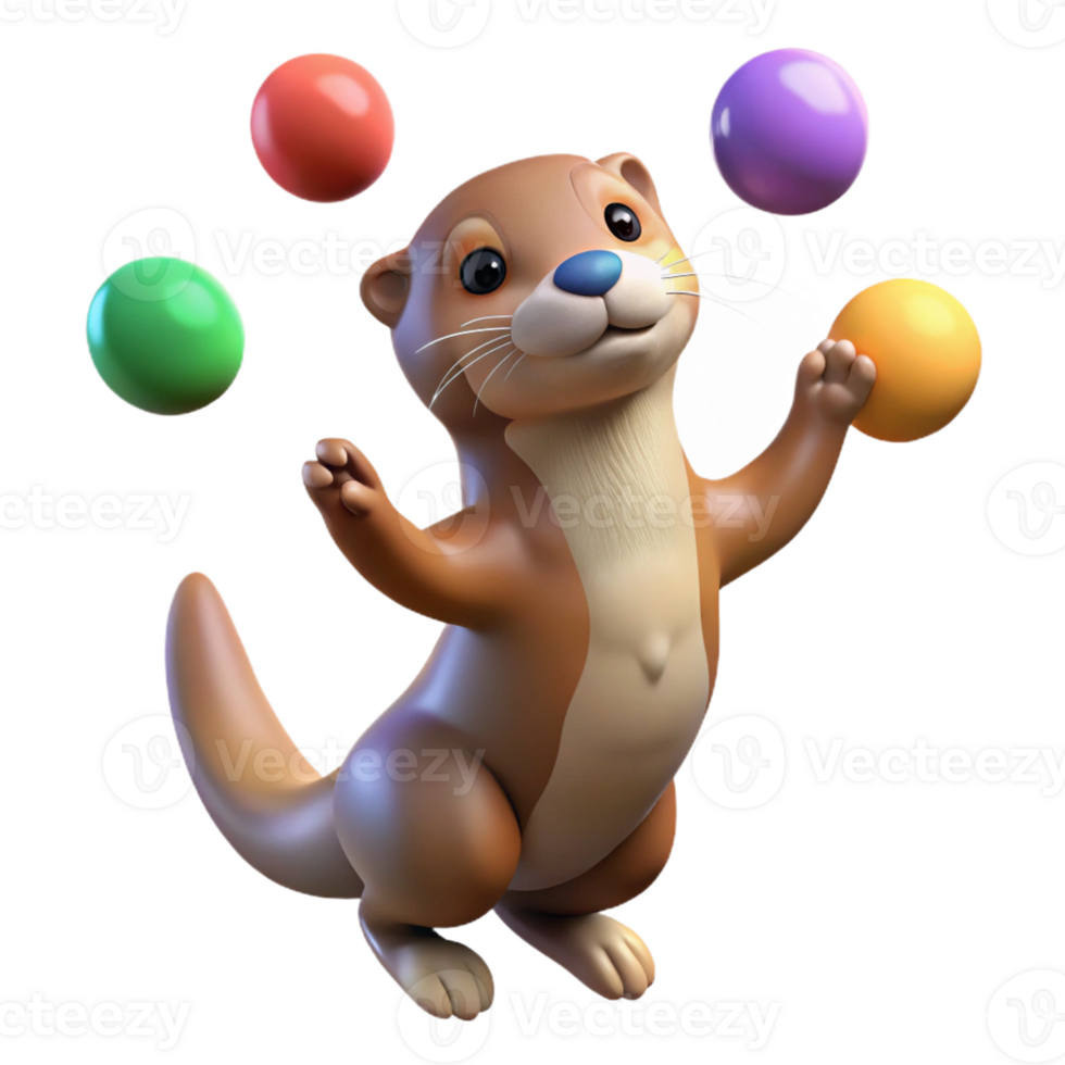 serene abstract A Playful Otter Juggling Colorful 4K png