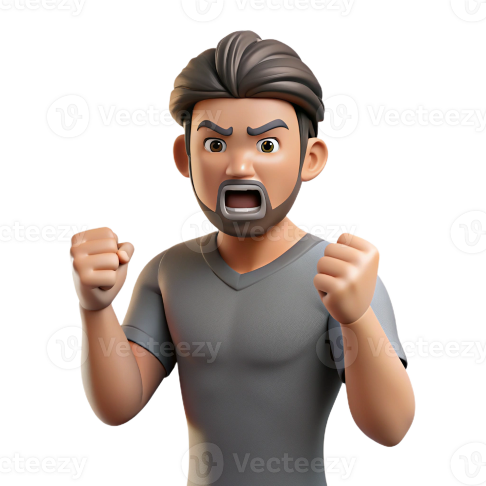 mesmerizing bold urban Angry man clenching fists, frustration portrait, with Transparent Background ultra HD png
