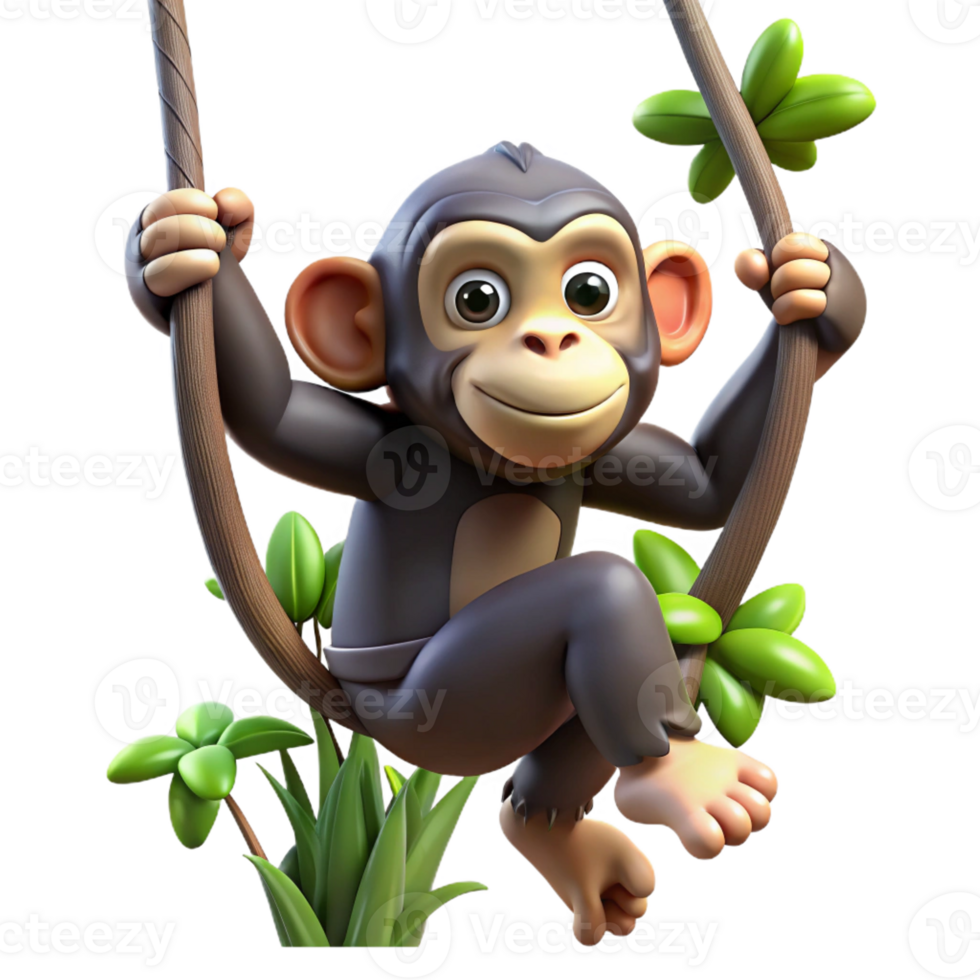 stunning rustic A Playful Chimpanzee Swinging Through a high quality png