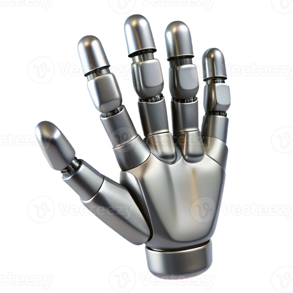 splendid romantic futuristic Photorealistic, hyper-specific render of a single, metallic, articulated robotic finger, isolated cutout Ultra-detailed texture with Transparent Background original png