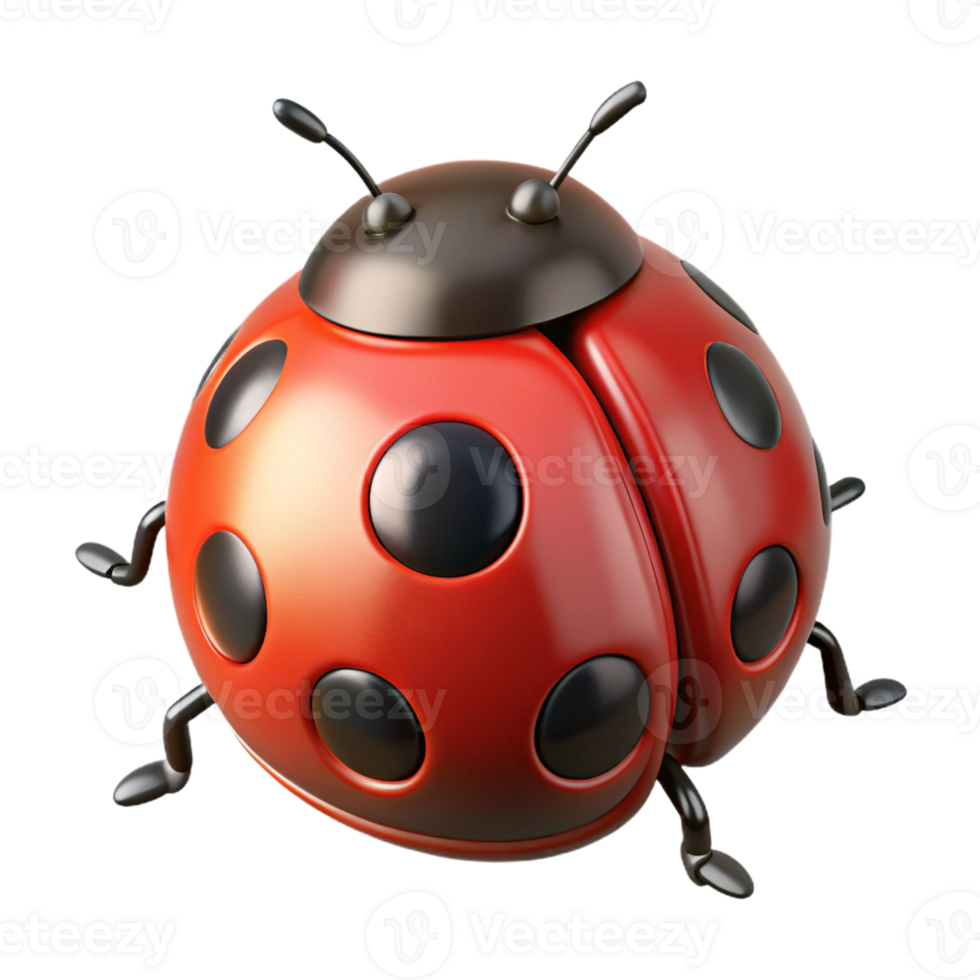 stunning avant-garde Isolated cutout of a hyper-specific, ultra-detailed single ladybug with black spots on red shell Professional render with Transparent Background flawless png
