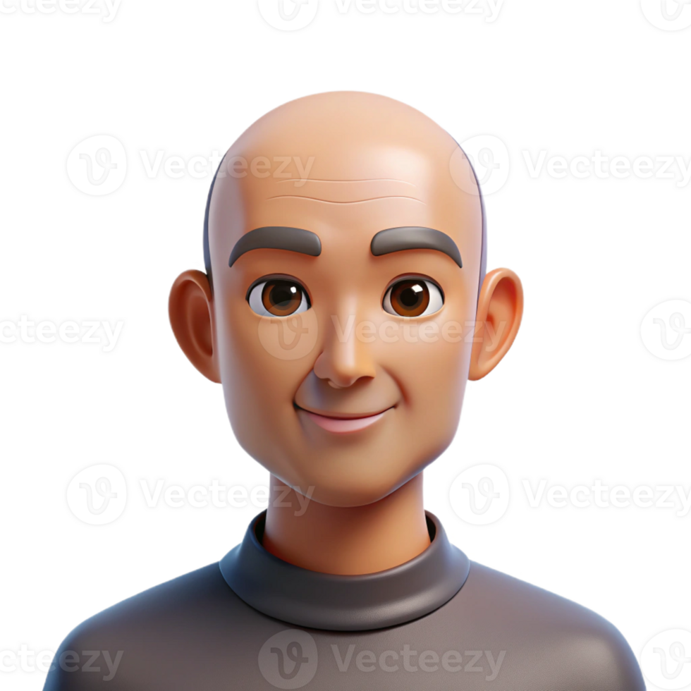 captivating coveted Man with shaved head, bald portrait, with Transparent Background png