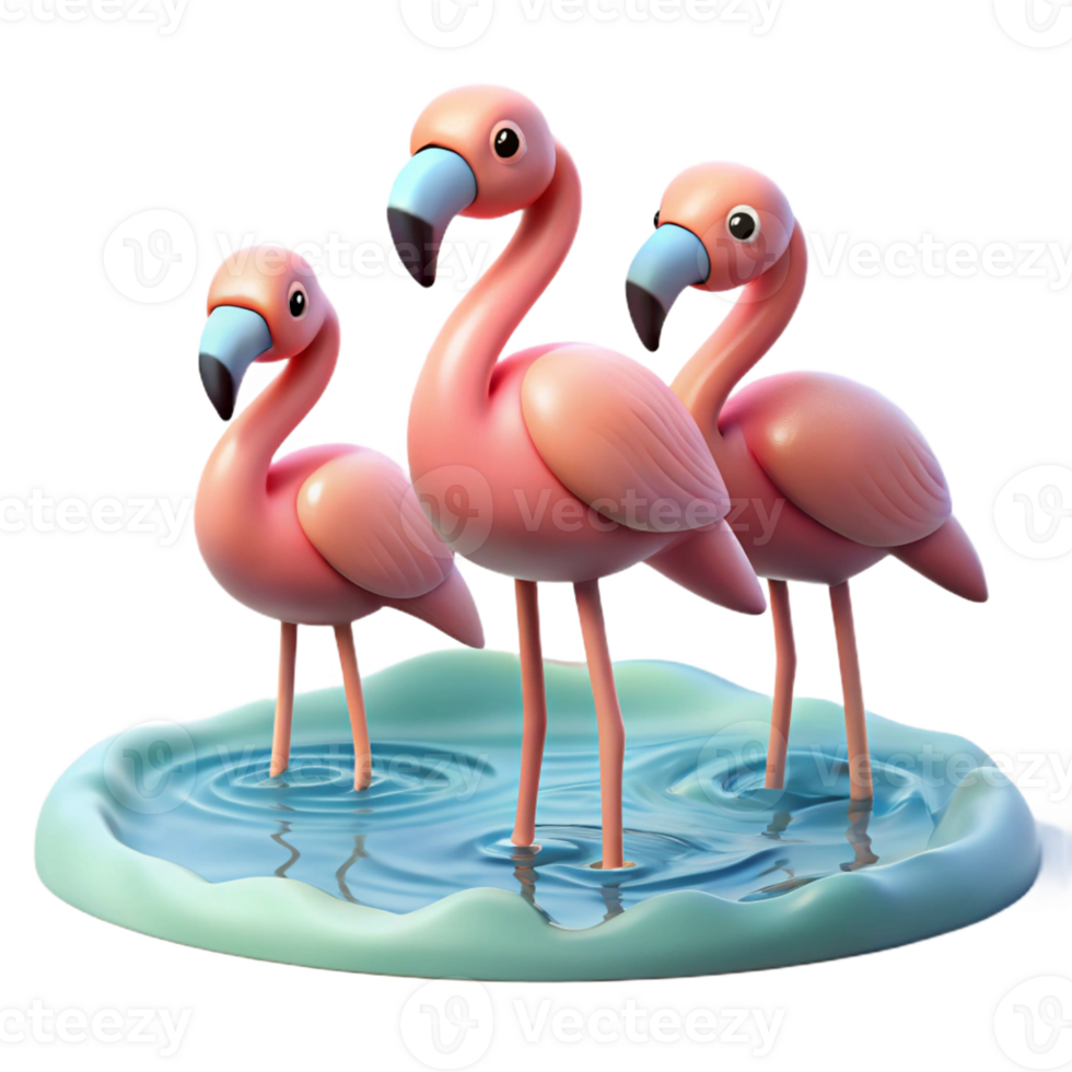 stunning classic A Group of Flamingos Standing in Shallow original png