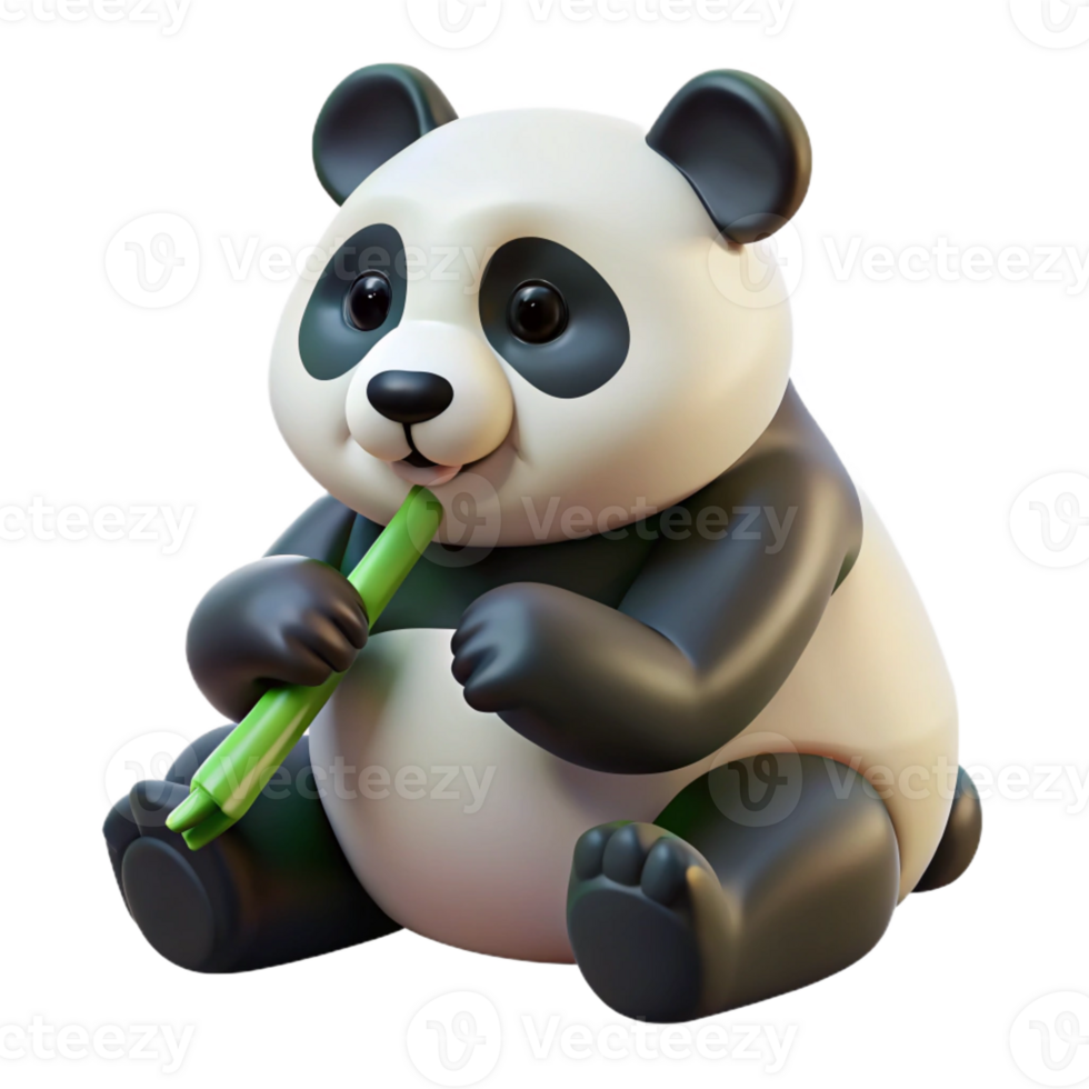 vibrant modern A Giant Panda Munching on Bamboo Close detailed png