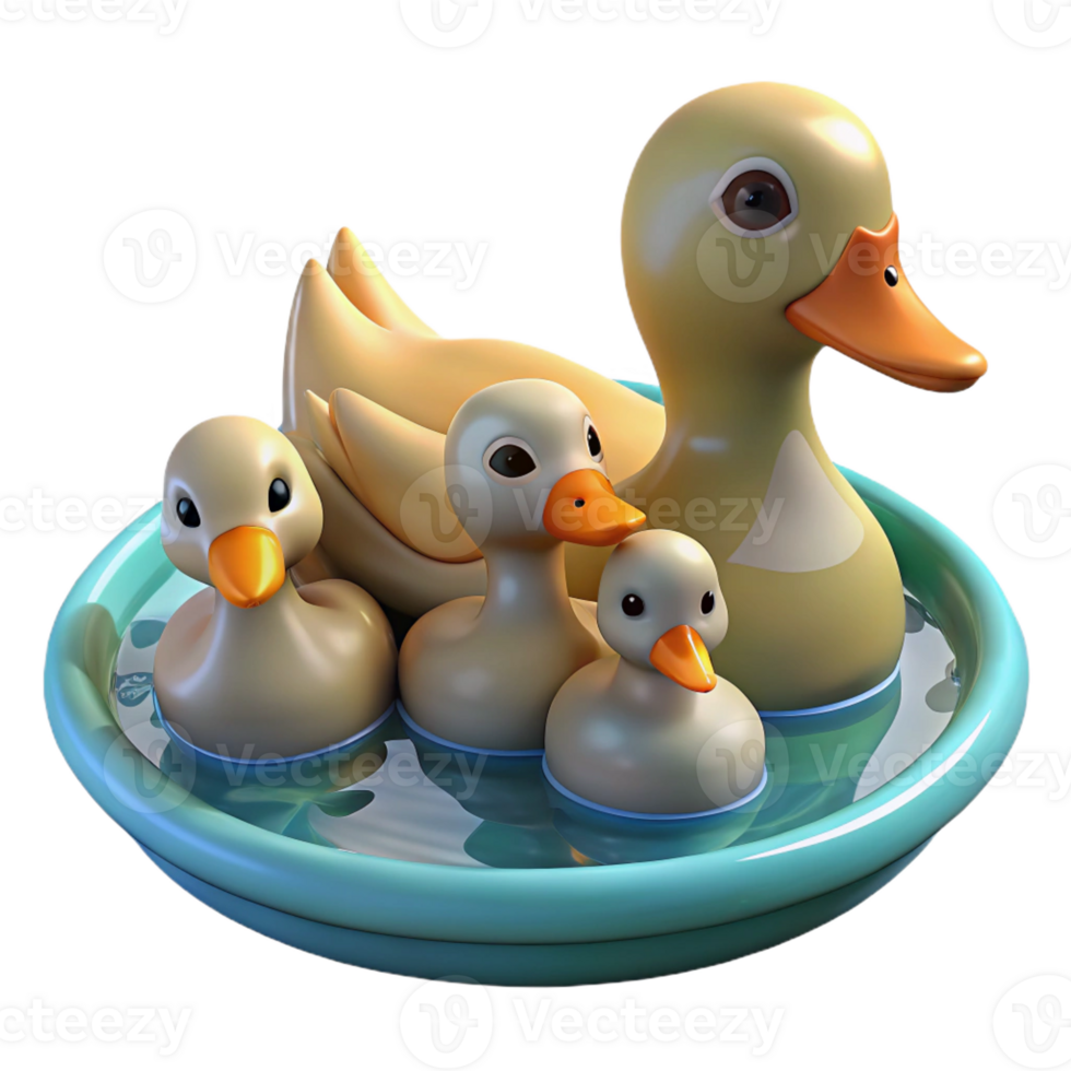 elegant vintage A Family of Ducks Swimming in a Pond high resolution png