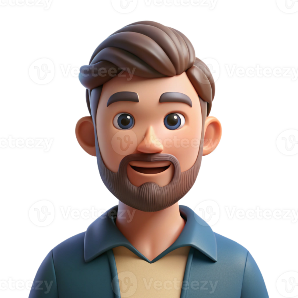 melancholic extraordinary Young man with beard, hipster portrait, with Transparent Background high quality png