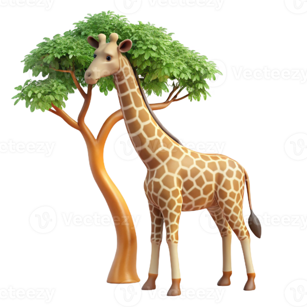 extraordinary vintage A Graceful Giraffe Reaching for Leaves on professional png
