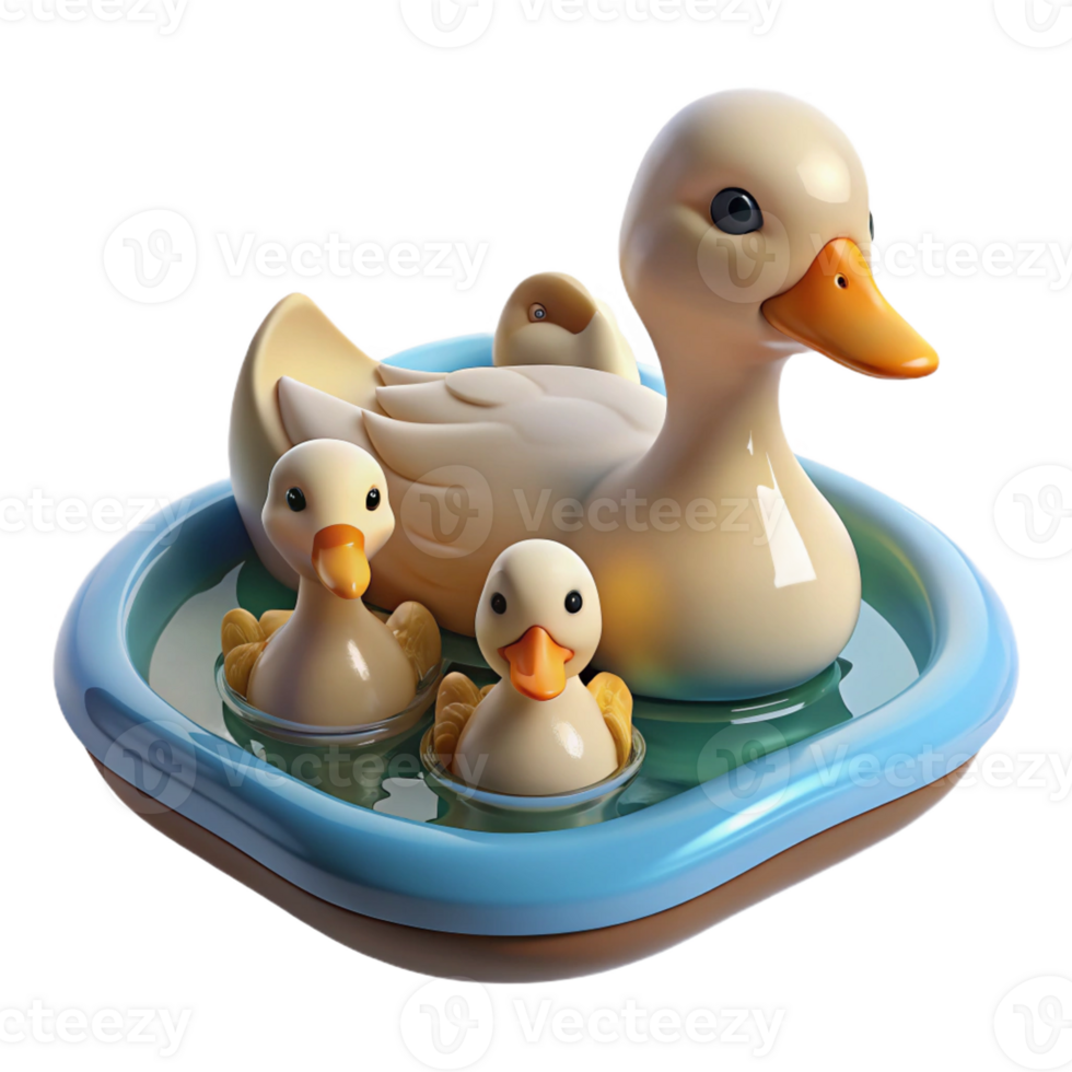 beautiful rustic A Family of Ducks Swimming in a Pond high resolution png